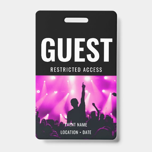 Guest Custom Name All Access Pass ConcertStaff Cus Badge (Front)