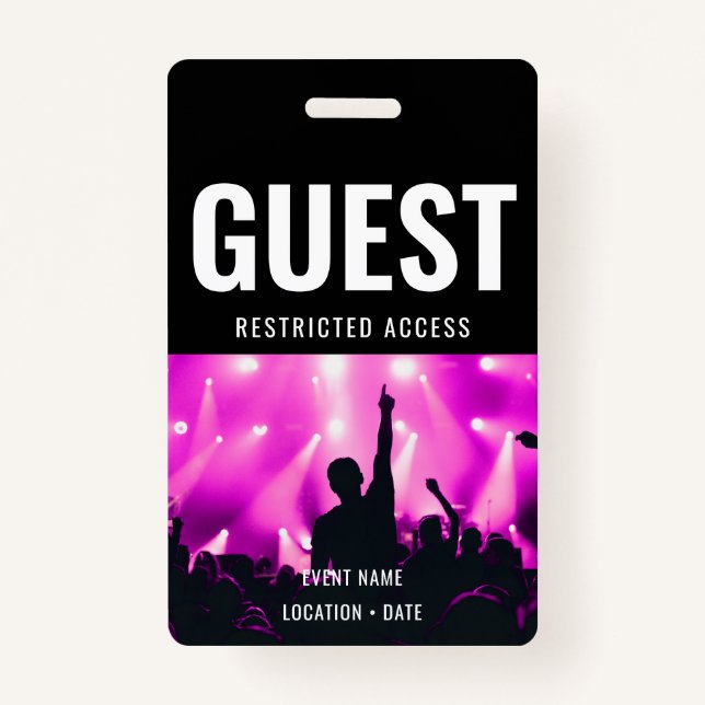 Guest Custom Name All Access Pass ConcertStaff Cus Badge (Front)