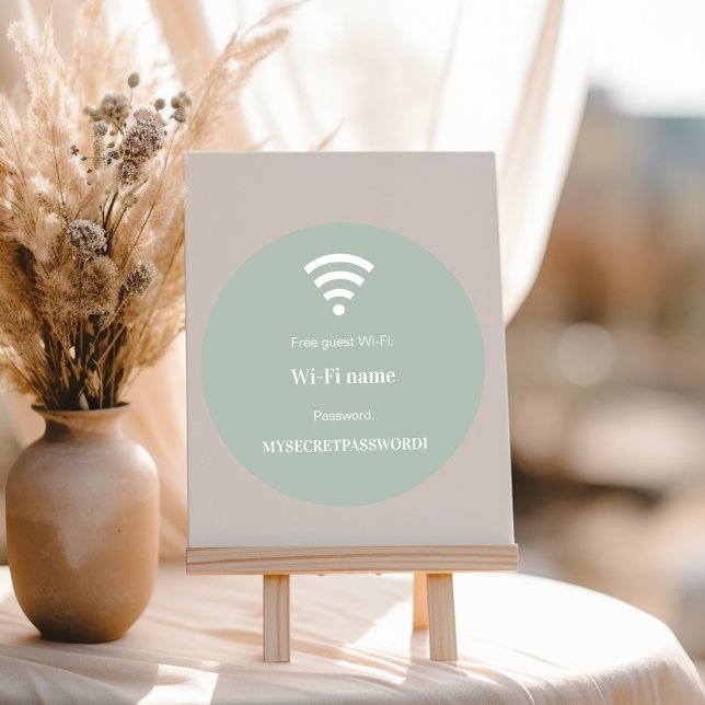 Guest customer wifi network password sage green classic round sticker (Creator Uploaded)