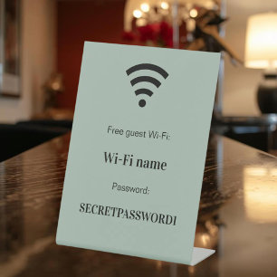 Guest customer wifi network password sage green pedestal sign