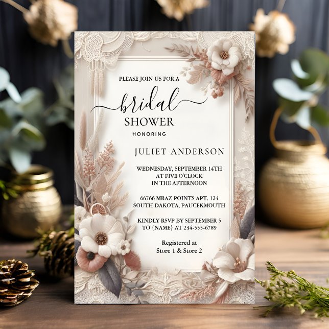 Guest Fabric Velvet Lace Linen Paper Bridal Shower Invitation (Creator Uploaded)