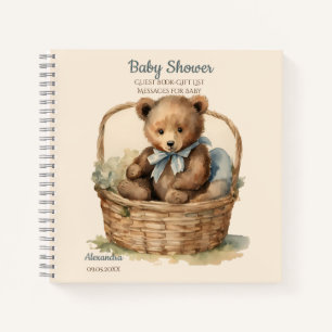 Guest Gift List Baby Bear Boy Baby Shower Notebook