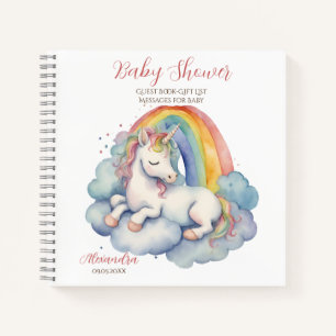 Guest Gift List Baby Unicorn Girl Baby Shower Notebook