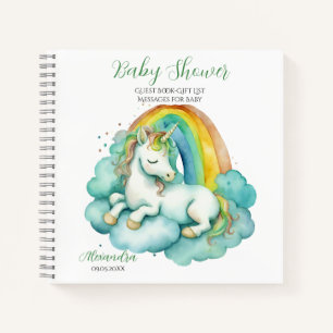Guest Gift List Baby Unicorn Unisex Baby Shower Notebook