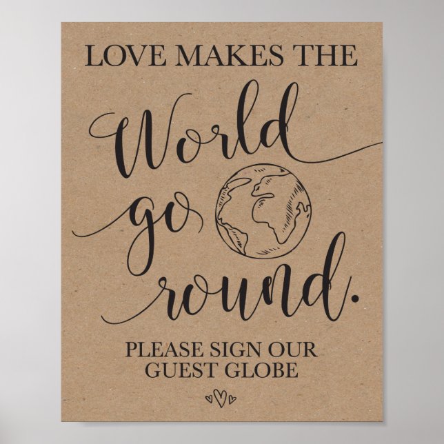 Guest Globe Wedding Table Sign (Front)