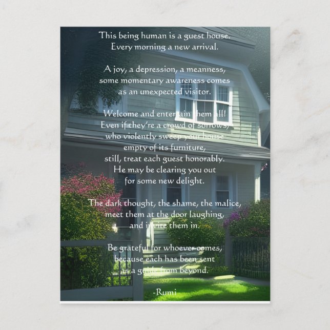 Guest House Rumi Poem   Postcard (Front)