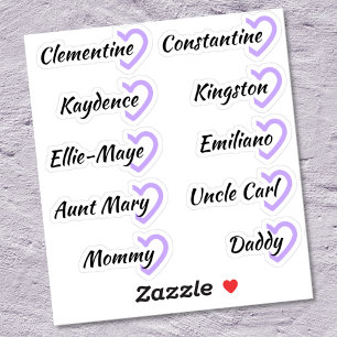 Guest List 10 Names Calligraphy Half Heart Custom