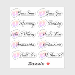Guest List 10 Names Calligraphy Ombre Footprints 