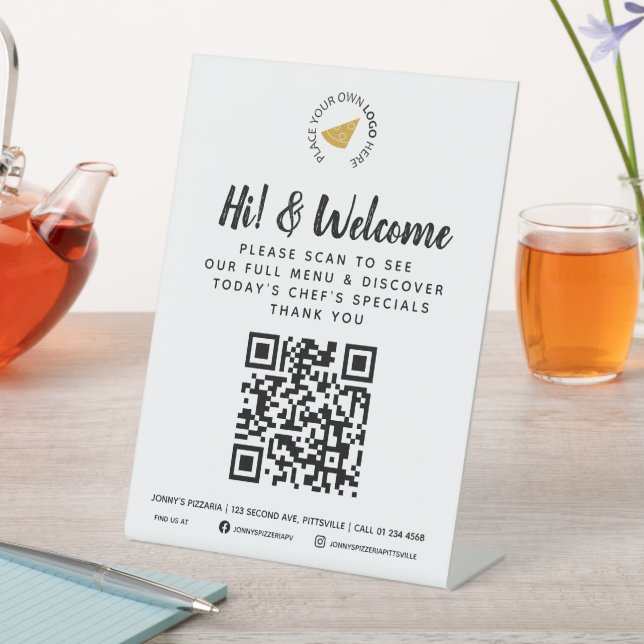 Guest menu QR code business custom Pedestal Sign (In SItu)