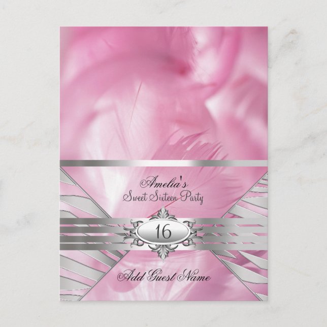 Guest Name Cards Pink Sweet 16 (Front)
