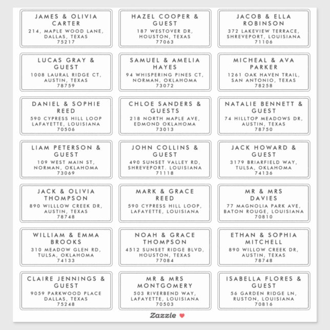 Guest Name Mailing Address Wedding Label Sticker (Feuille)