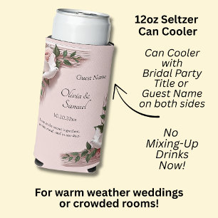 Guest Name, Names Date Message Dove Pink Roses Seltzer Can Cooler