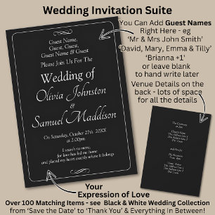 Guest Names, Black & White with Infinity Scroll  Invitation