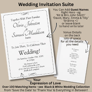 Guest Names, Black & White with Infinity Scroll Invitation