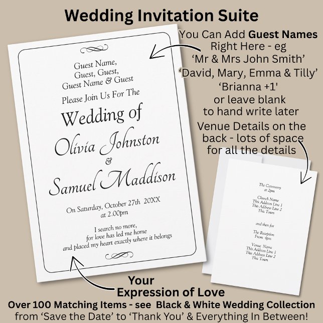 Guest Names, Black & White with Infinity Scroll  Invitation (Creator Uploaded)