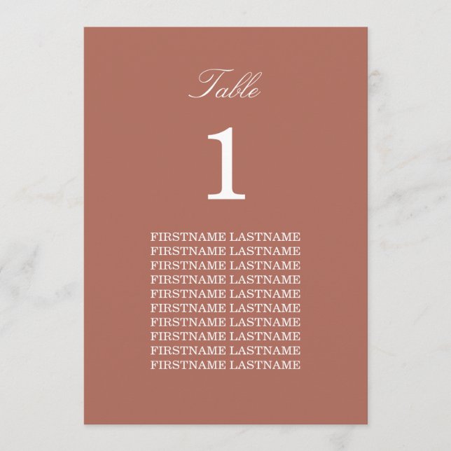 Guest Names Cocoa Sienna Table Card (Front)