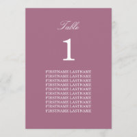 Guest Names Mauve Table Card