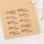 Guest Names Stickers For Place Cards and Favours<br><div class="desc">Sheet with 10 elegant guest name stickers in an attractive combination of modern hand-written calligraphy and block typography in black. Gives you the ability to personalize all kinds of items with your guest names. Create unique personalized favours that double as place cards, or make unique place cards by adding names...</div>