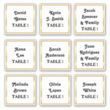🕊️ Guest Names Wedding Table Number Sticker