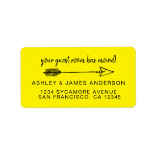 Guest Room Has Moved Bright Yellow New Address Label