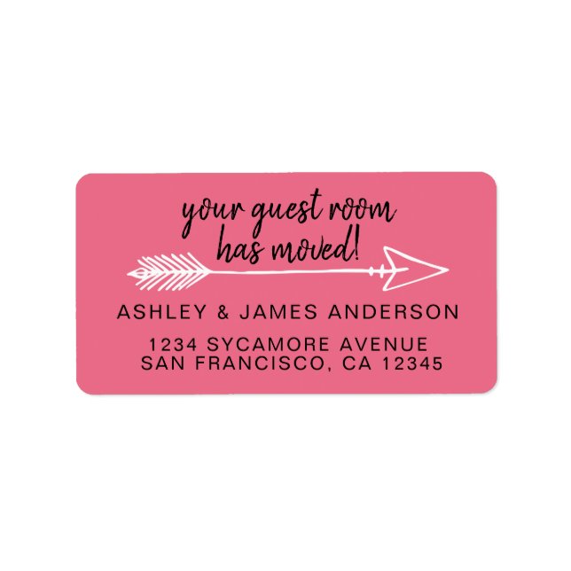 Guest Room Has Moved Lemonade Pink New Address Label (Front)