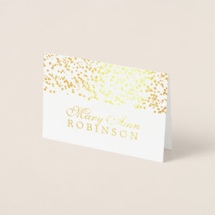 Guest Seating Place Card Gold Foil Confetti