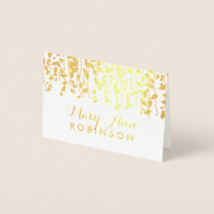 Guest Seating Place Card Gold Greenery