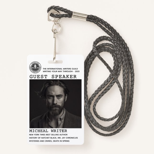 Guest Speaker Author Event Logo QR Code Photo ID Badge (Front with Lanyard)