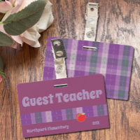 Guest teacher k-12 school purple badge