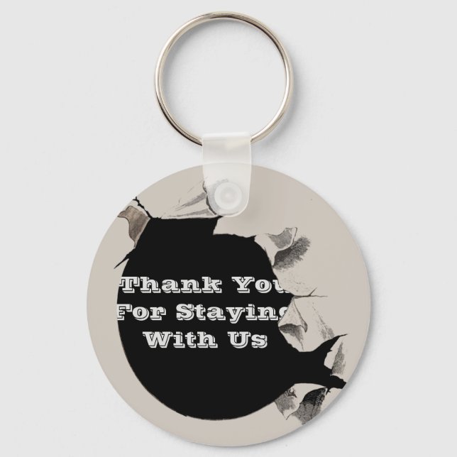 Guest Thank You Rental Home Torn Paper Promotional Keychain (Front)