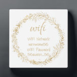 Guest Visitor WIFI information Password Gold Black Plaque<br><div class="desc">This design was created though digital art. It may be personalized in the area provided by changing the photo and/or text. Or it can be customized by choosing the click to customize further option and delete or change the color the background, add text, change the text color or style, or...</div>