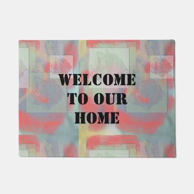 Guest Welcome Abstract Pastel Vacation Rental Doormat (Front)