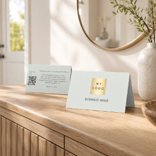 Guest welcome QR code sage green hotel room card