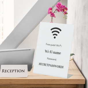 Guest wifi network password pedestal sign
