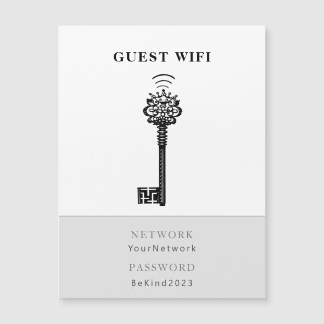 Guest Wifi Password and Network Fridge Magnet (Front)
