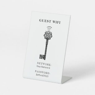 Guest Wifi Password and Network Personalized  Pedestal Sign