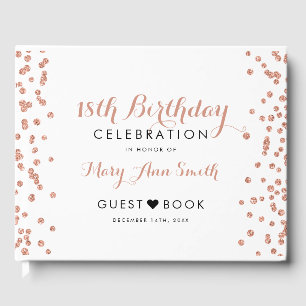 GuestBook 18th Birthday Rose Gold Glitter Confetti