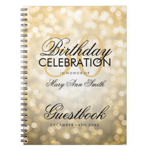 Guestbook 50th Birthday Party Gold Glitter Light Notebook