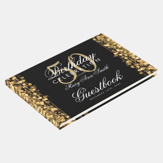 Guestbook 50th Birthday Party Sparkles Gold