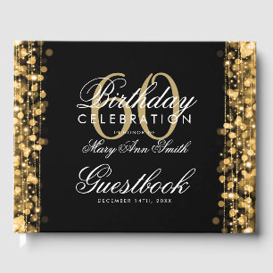 Guestbook 60th Birthday Party Sparkles Gold