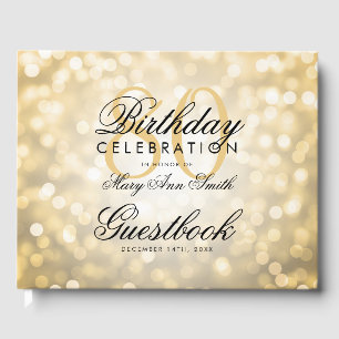 Guestbook 80th Birthday Party Gold Glitter Light
