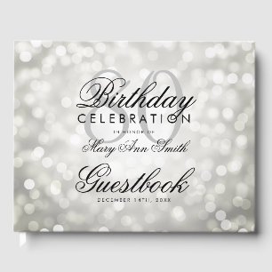 Guestbook 80th Birthday Party Silver Glitter Light