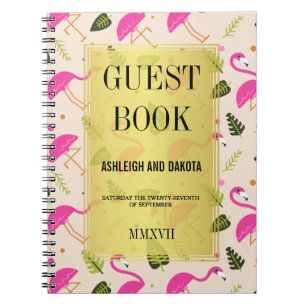 Guestbook Fabulous Modern Hot Pink Flamingos Notebook