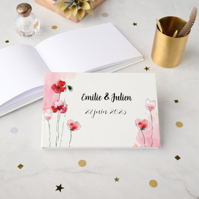 Guestbook "Poppies" (Front Open)