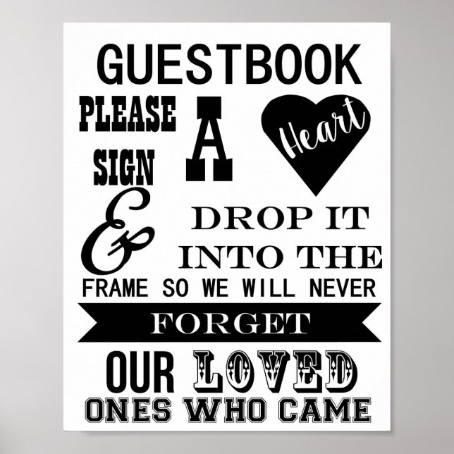 Guestbook Sign Please sign a heart wedding table (Front)