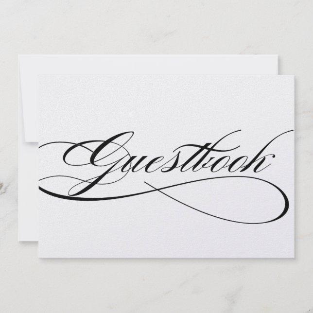 Guestbook signage for wedding in beautiful script invitation (Front)