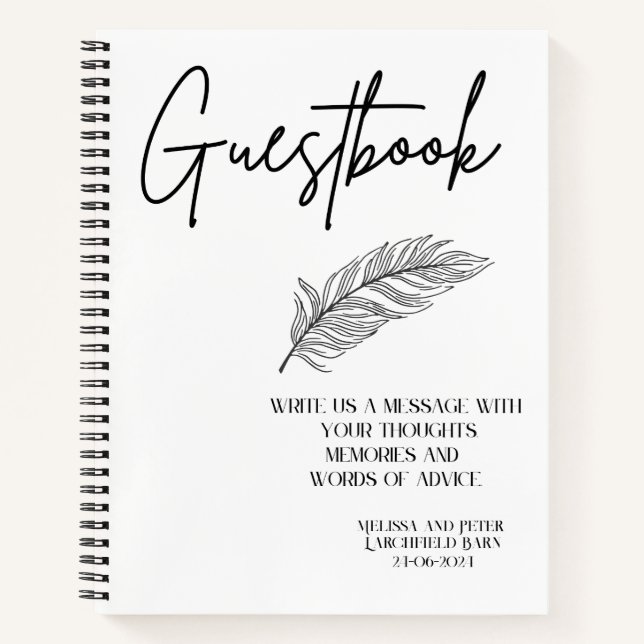 Guestbook Wedding Elegant Blank Interior Notebook (Front)