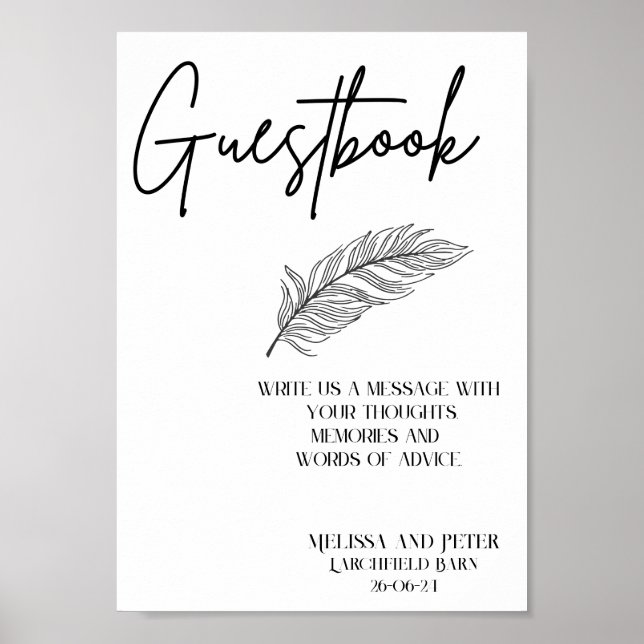 Guestbook Wedding Sign Elegant Modern (Front)