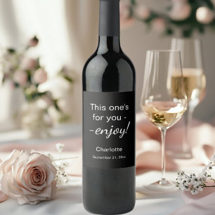 Guests favours black birthday wine label
