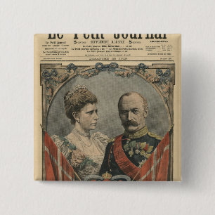 Guests of France, King Frederick VIII and Queen 2 Inch Square Button